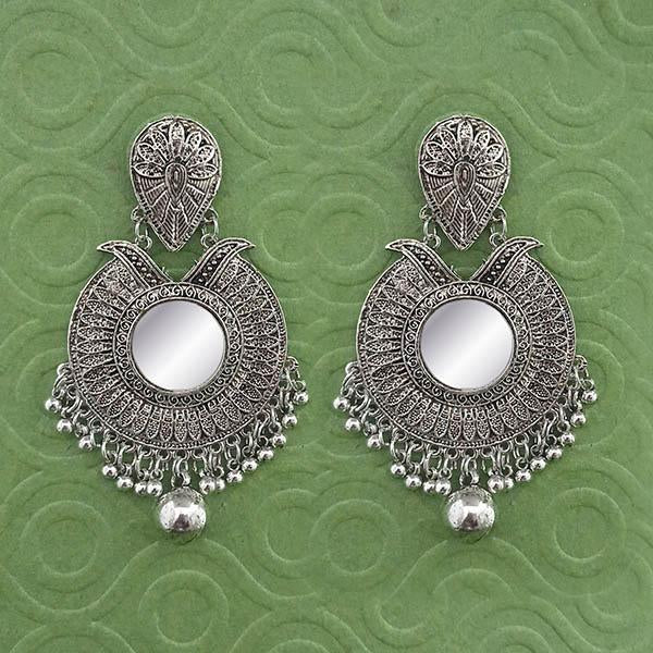 Jeweljunk Silver Plated Mirror Dangler Earrings - 1314782