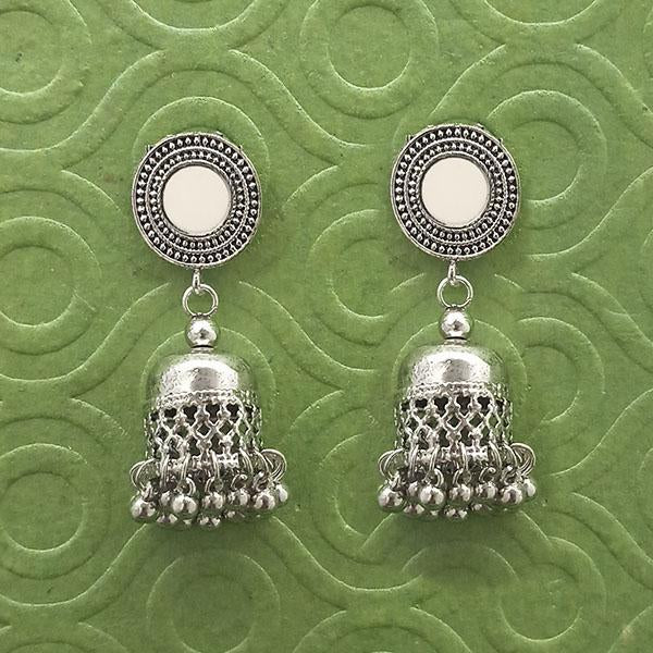 Jeweljunk Silver Plated Mirror Jhumki Earrings - 1314783