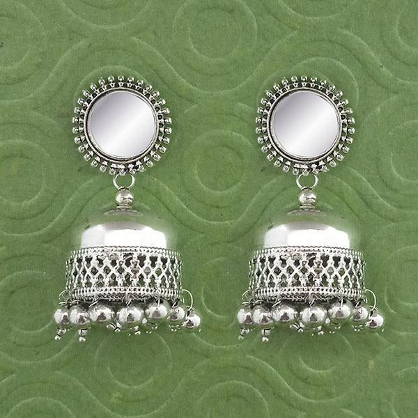 Jeweljunk Silver Plated Mirror Jhumki Earrings - 1314784