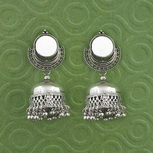 Jeweljunk Silver Plated Mirror Jhumki Earrings - 1314785