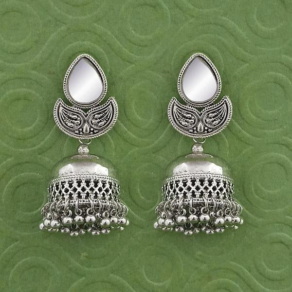 Jeweljunk Silver Plated Mirror Jhumki Earrings - 1314786