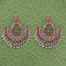 Jeweljunk Orange Meenakari Silver Plated Afghani Earrings - 1314789D