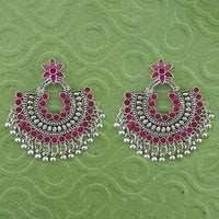 Jeweljunk Pink Meenakari Silver Plated Afghani Earrings - 1314789E