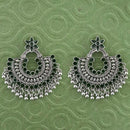 Jeweljunk Green Meenakari Silver Plated Afghani Earrings - 1314789F