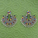 Jeweljunk Multi Meenakari Silver Plated Afghani Earrings - 1314789H