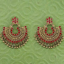 Jeweljunk Maroon Meenakari Gold Plated Afghani Earrings - 1314790A