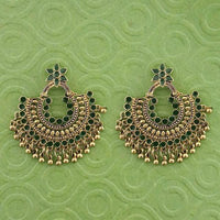 Jeweljunk Green Meenakari Gold Plated Afghani Earrings - 1314790B