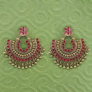 Jeweljunk Maroon Meenakari Gold Plated Afghani Earrings - 1314790C