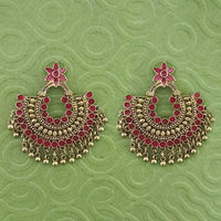Jeweljunk Maroon Meenakari Gold Plated Afghani Earrings - 1314790C