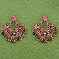 Jeweljunk Pink Meenakari Gold Plated Afghani Earrings - 1314790E