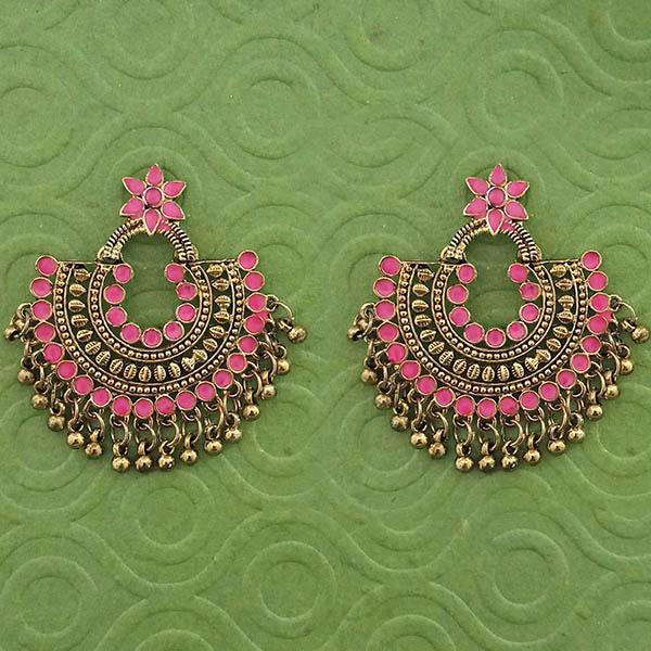 Jeweljunk Pink Meenakari Gold Plated Afghani Earrings - 1314790E