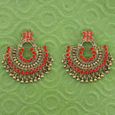 Jeweljunk Orange Meenakari Gold Plated Afghani Earrings - 1314790F