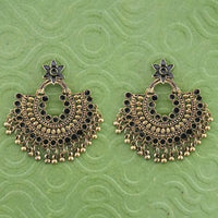 Jeweljunk Black Meenakari Gold Plated Afghani Earrings - 1314790G