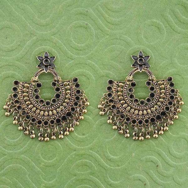 Jeweljunk Black Meenakari Gold Plated Afghani Earrings - 1314790G
