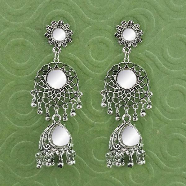 Jeweljunk Silver Plated Mirror Jhumki Earrings - 1314794