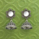 Jeweljunk Silver Plated Mirror Jhumki Earrings - 1314796B