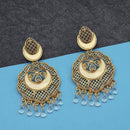 Jeweljunk Gold Plated White Beads Mirror Dangler Earrings - 1314798F