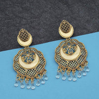 Jeweljunk Gold Plated White Beads Mirror Dangler Earrings - 1314798F