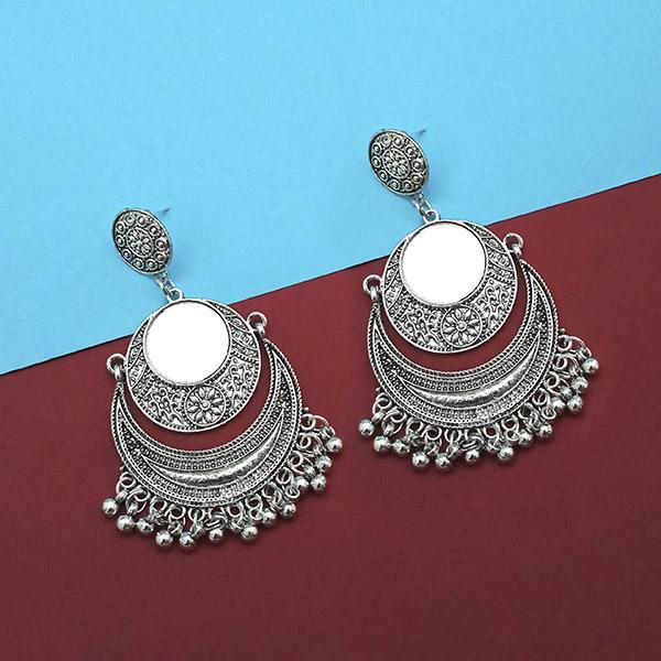 Jeweljunk Silver Plated Mirror Dangler Earrings - 1314799