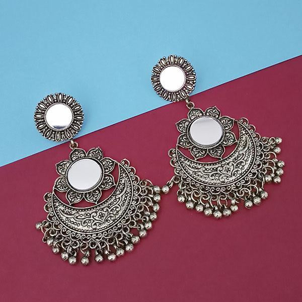 Tip Top Fashions Silver Plated Mirror Dangler Earrings - 1314801A