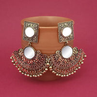 Jeweljunk Gold Plated Mirror Dangler Earrings - 1314803B