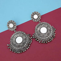 Tip Top Fashions Silver Plated Mirror Dangler Earrings - 1314804A