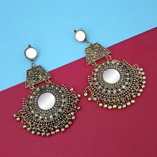 Tip Top Fashions Gold Plated Mirror Dangler Earrings - 1314805B