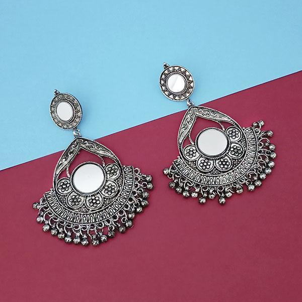 Tip Top Fashions Silver Plated Mirror Dangler Earrings - 1314806A