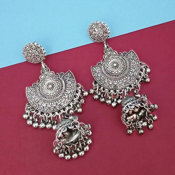 Tip Top Fashions Silver Plated Afghani Jhumki Earrings - 1314815A