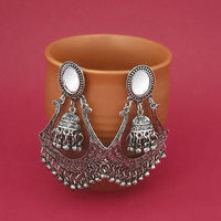 Tip Top Fashions Silver Plated Mirror Dangler Jhumki Earrings - 1314820A