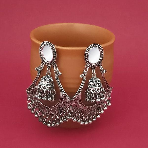 Tip Top Fashions Silver Plated Mirror Dangler Jhumki Earrings - 1314820A