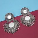 Jeweljunk Silver Plated Mirror Dangler Afghani Earrings - 1314823A