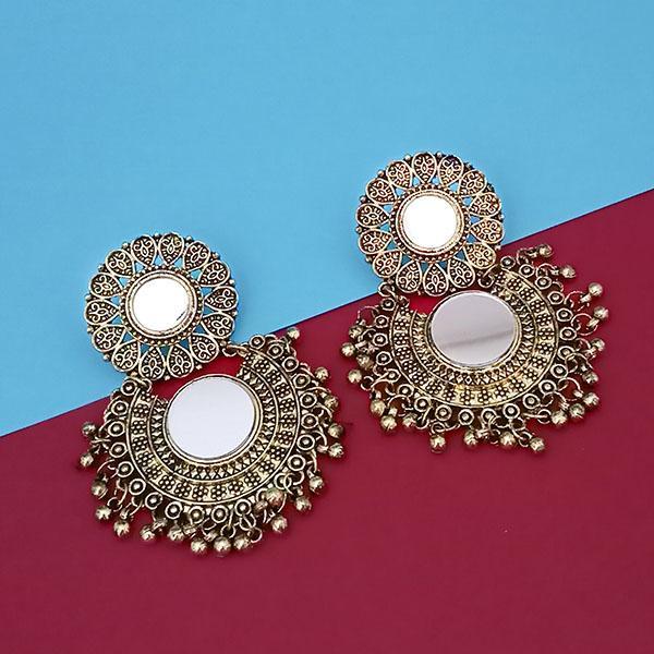 Tip Top Fashions Gold Plated Mirror Dangler Afghani Earrings - 1314823B