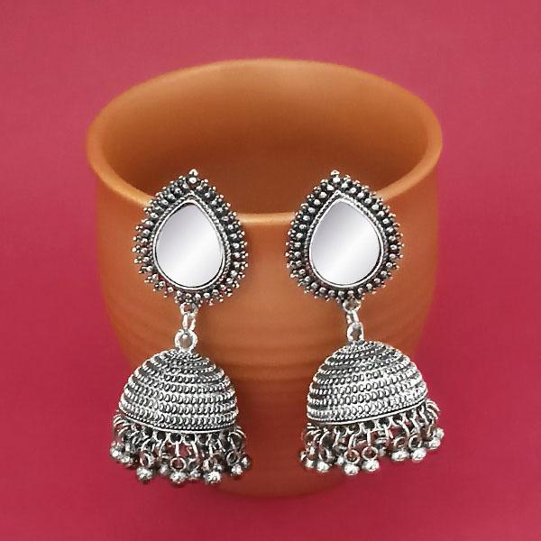 Tip Top Fashions Silver Plated Mirror Jhumki Earrings - 1314829A