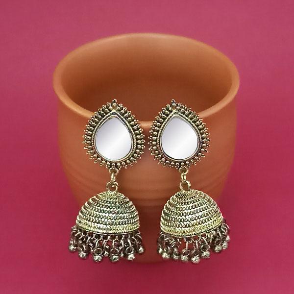 Tip Top Fashions Gold Plated Mirror Jhumki Earrings - 1314829B