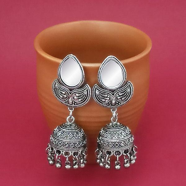 Tip Top Fashions Silver Plated Mirror Jhumki Earrings - 1314830A