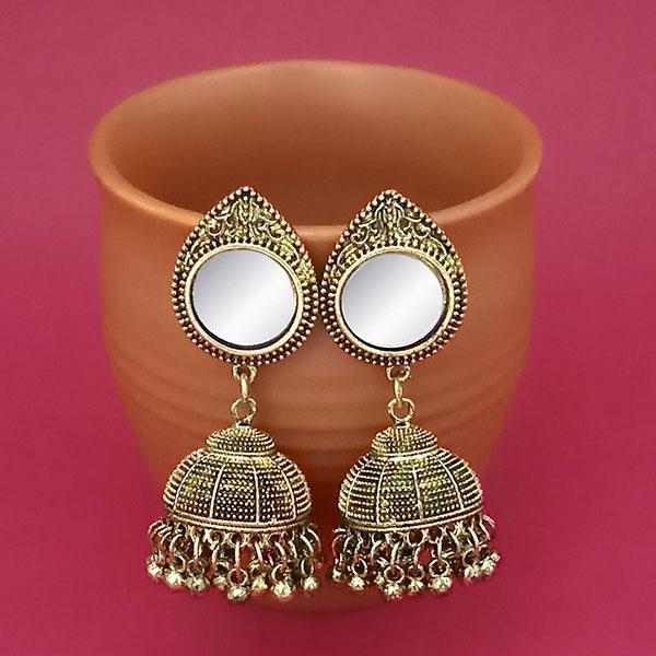 Tip Top Fashions Gold Plated Mirror Jhumki Earrings - 1314831B