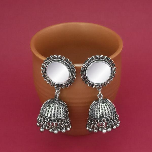 Tip Top Fashions Silver Plated Mirror Jhumki Earrings - 1314833A