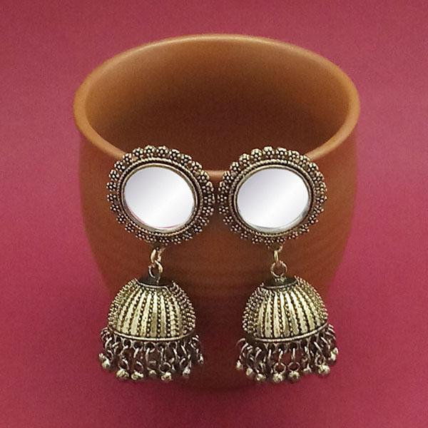 Tip Top Fashions Gold Plated Mirror Jhumki Earrings - 1314833B