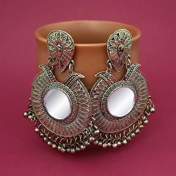Tip Top Fashions Gold Plated Mirror Dangler Afghani Earrings - 1314834B