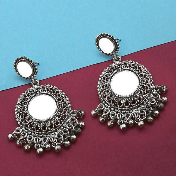 Jeweljunk Silver Plated Mirror Dangler Earrings - 1314923