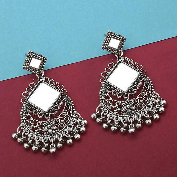 Jeweljunk Silver Plated Mirror Dangler Earrings - 1314924