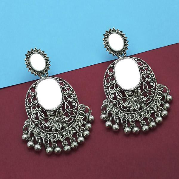 Jeweljunk Silver Plated Mirror Dangler Earrings - 1314925