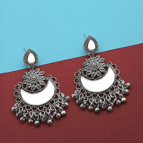 Jeweljunk Silver Plated Mirror Dangler Earrings - 1314926