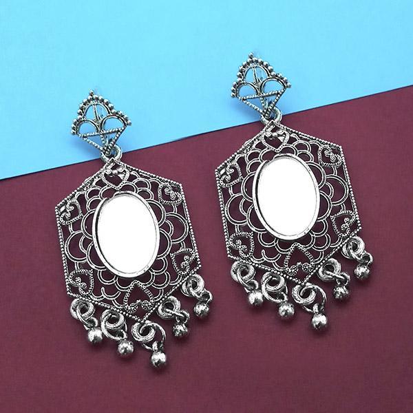 Jeweljunk Silver Plated Mirror Dangler Earrings - 1314927