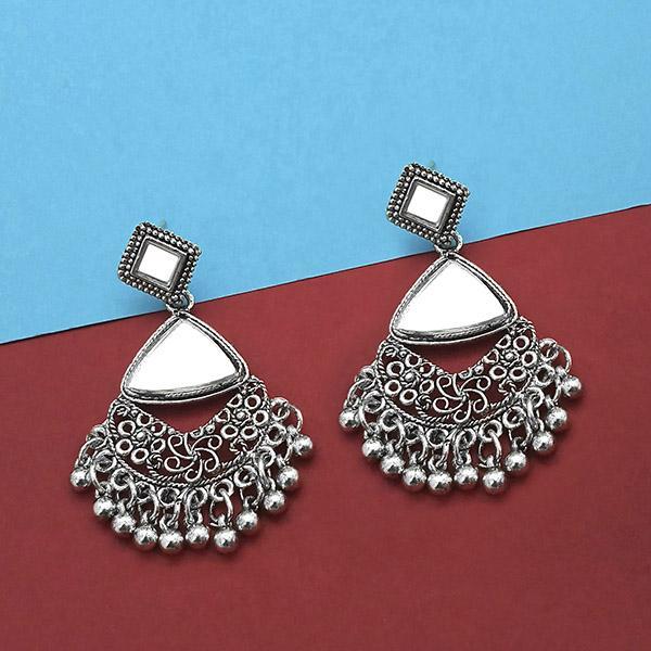 Jeweljunk Silver Plated Mirror Dangler Earrings - 1314929