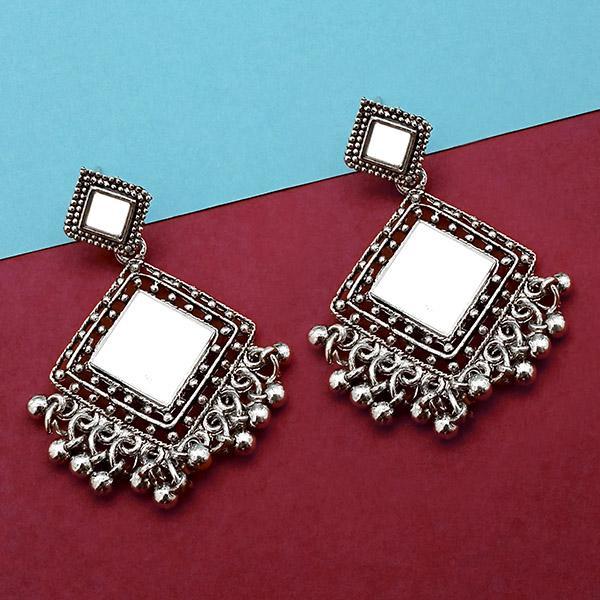 Jeweljunk Silver Plated Mirror Dangler Earrings - 1314930