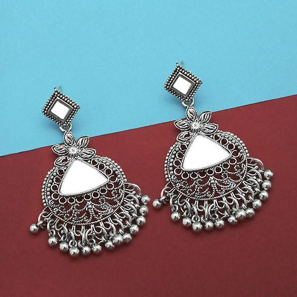 Jeweljunk Silver Plated Mirror Dangler Earrings - 1314931