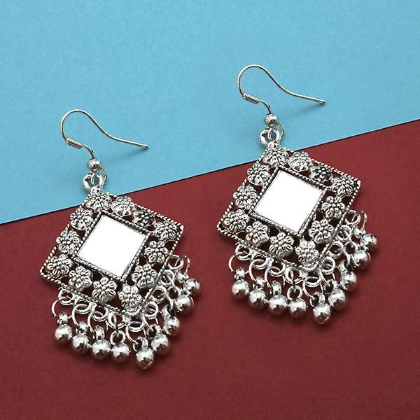 Jeweljunk Silver Plated Mirror Dangler Earrings - 1314932