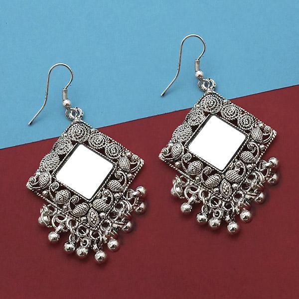 Jeweljunk Silver Plated Mirror Dangler Earrings - 1314933